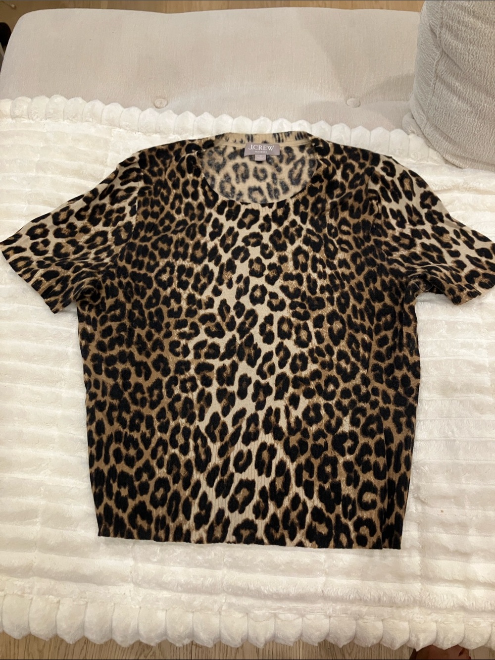 J. Crew Leopard Print Short Sleeve Tee - Black & Tan